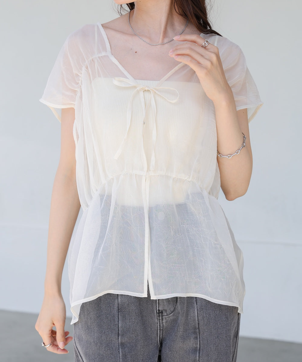前後2WAYギャザーブラウス