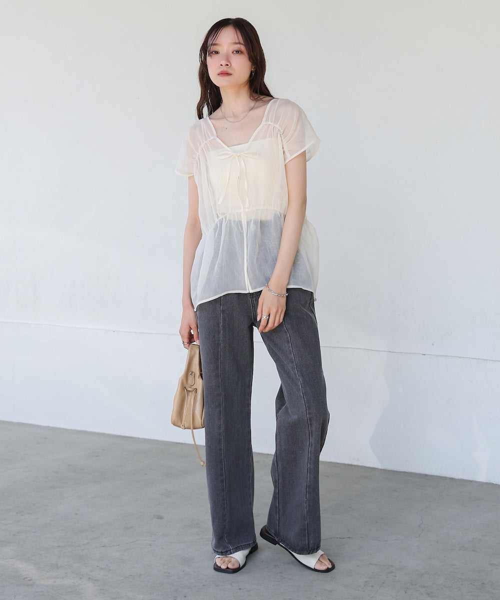 前後2WAYギャザーブラウス