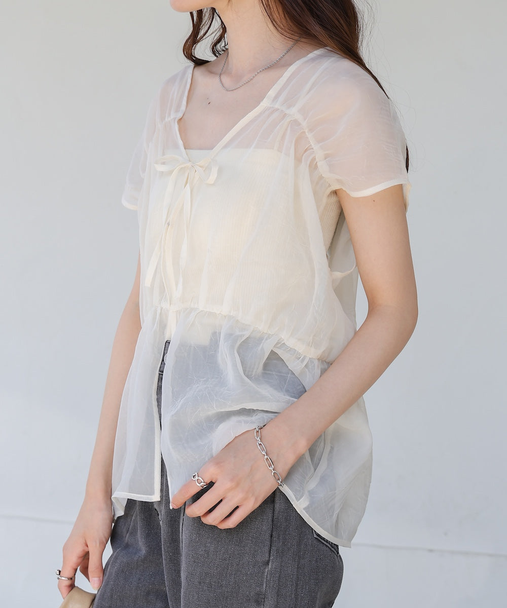 前後2WAYギャザーブラウス