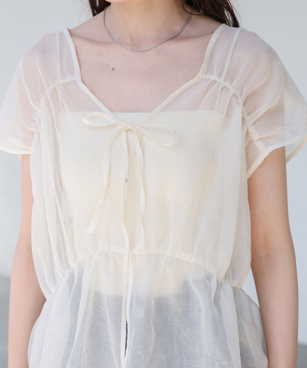 前後2WAYギャザーブラウス