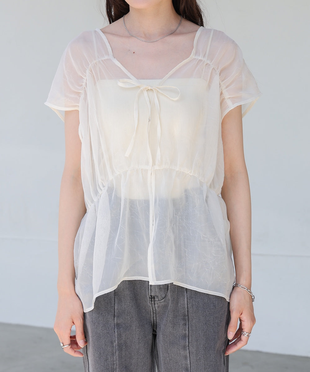 前後2WAYギャザーブラウス