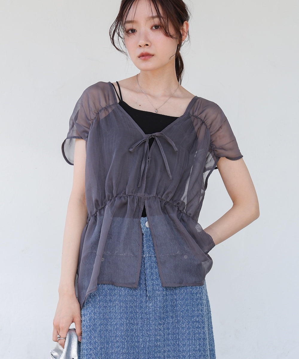 前後2WAYギャザーブラウス