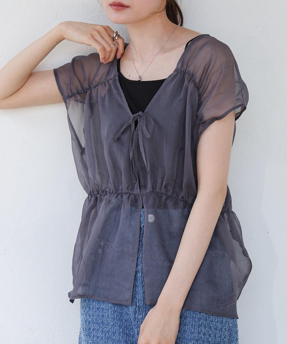 前後2WAYギャザーブラウス