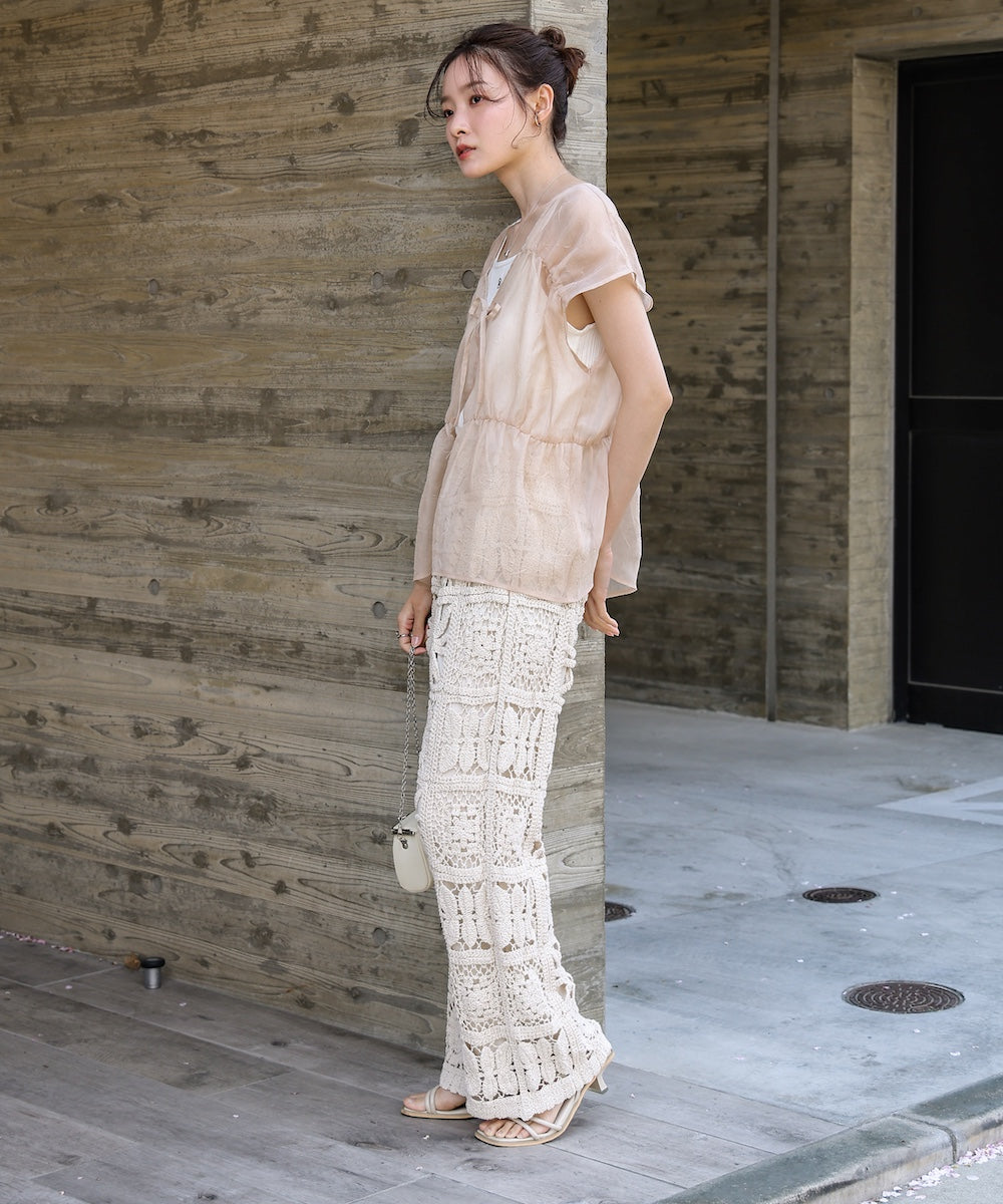 前後2WAYギャザーブラウス