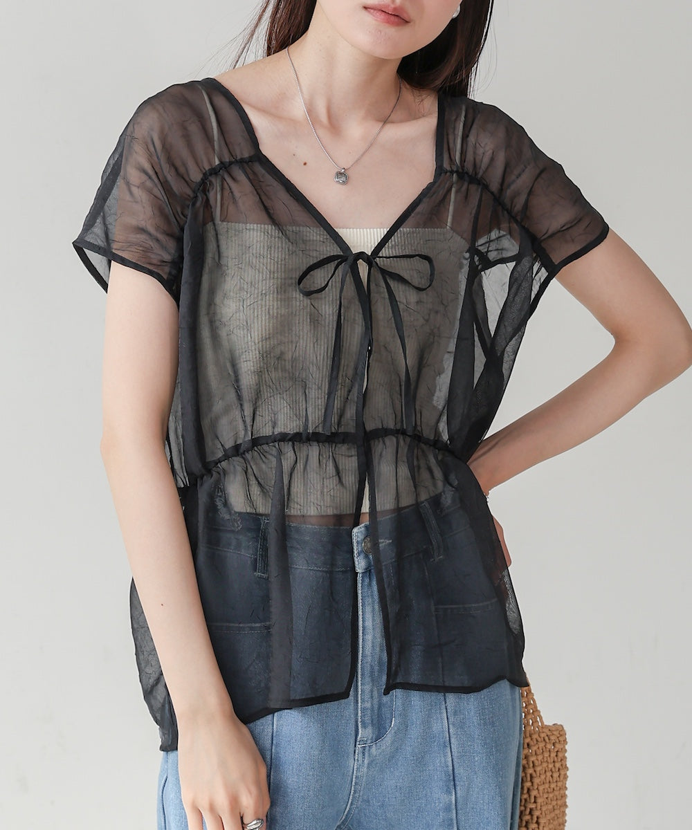 前後2WAYギャザーブラウス