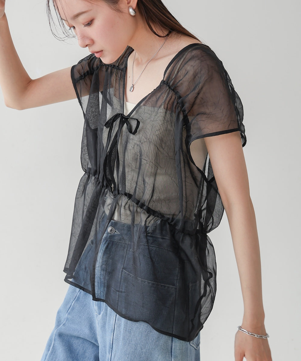 前後2WAYギャザーブラウス