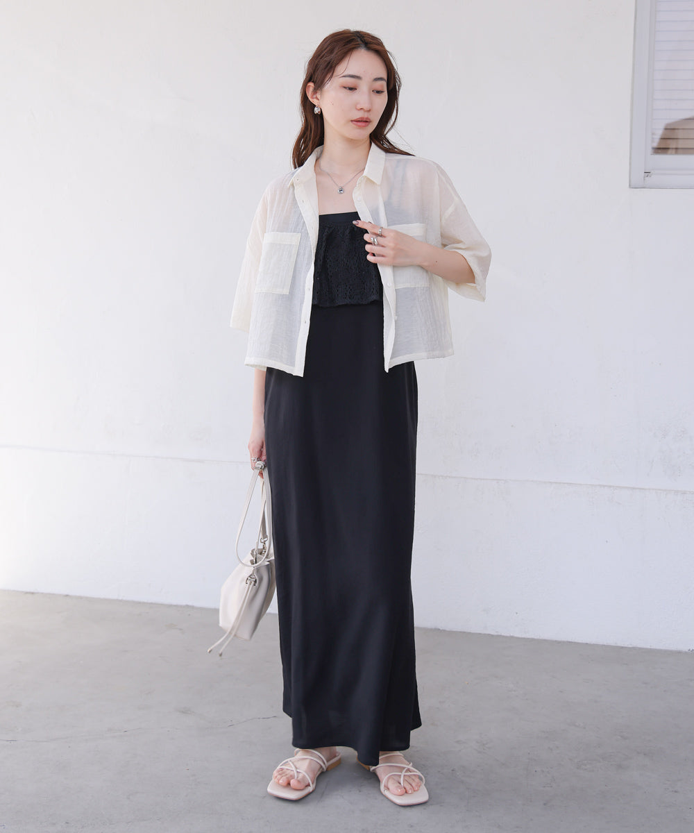 【S・Mサイズ展開】コード刺繍使いキャミワンピース