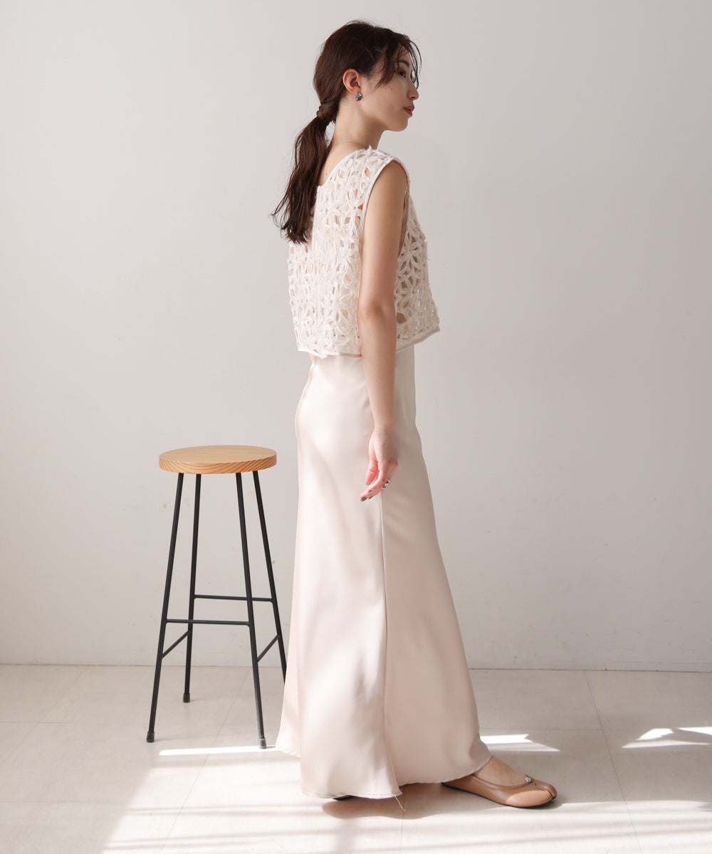 前後2WAYフラワーレースベスト