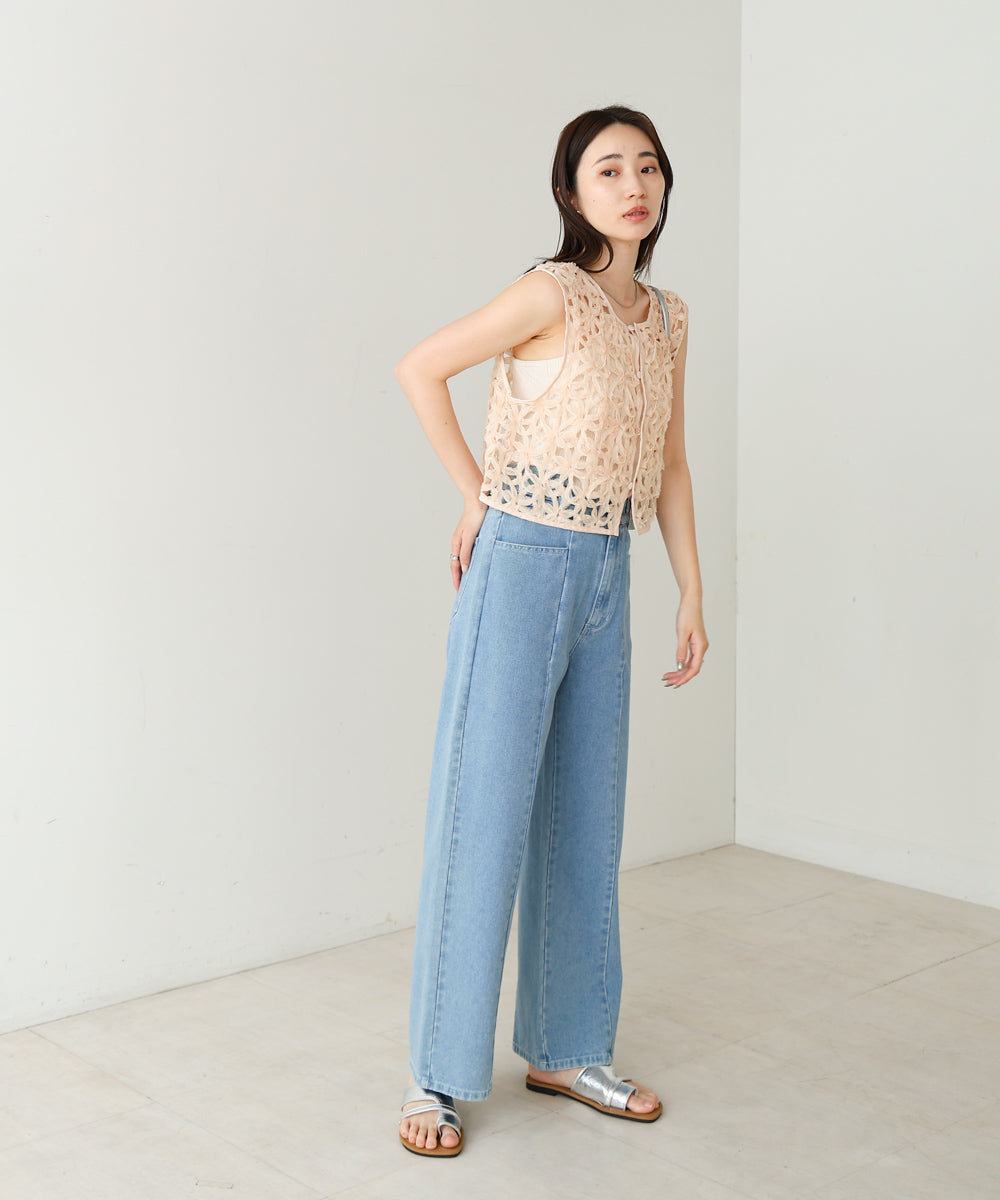 前後2WAYフラワーレースベスト