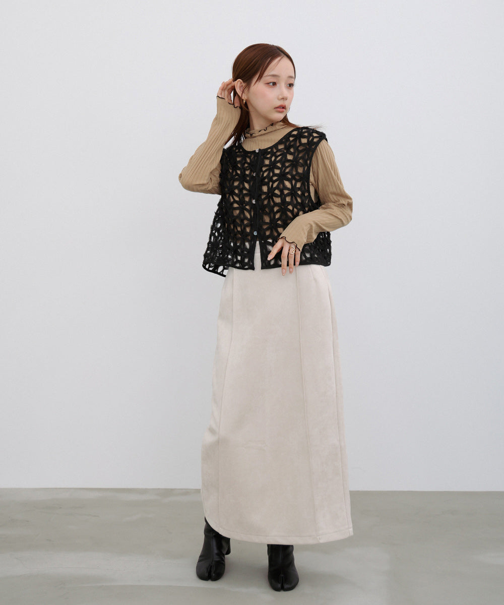 前後2WAYフラワーレースベスト