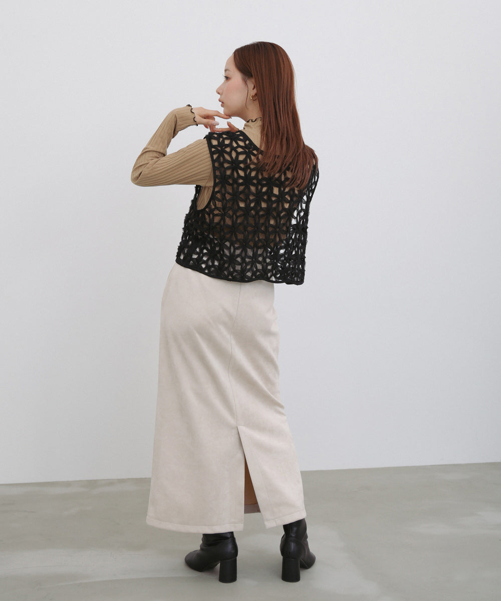 前後2WAYフラワーレースベスト