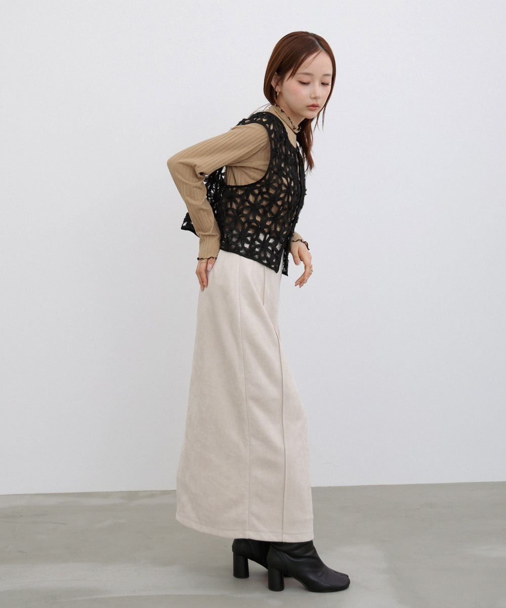 前後2WAYフラワーレースベスト