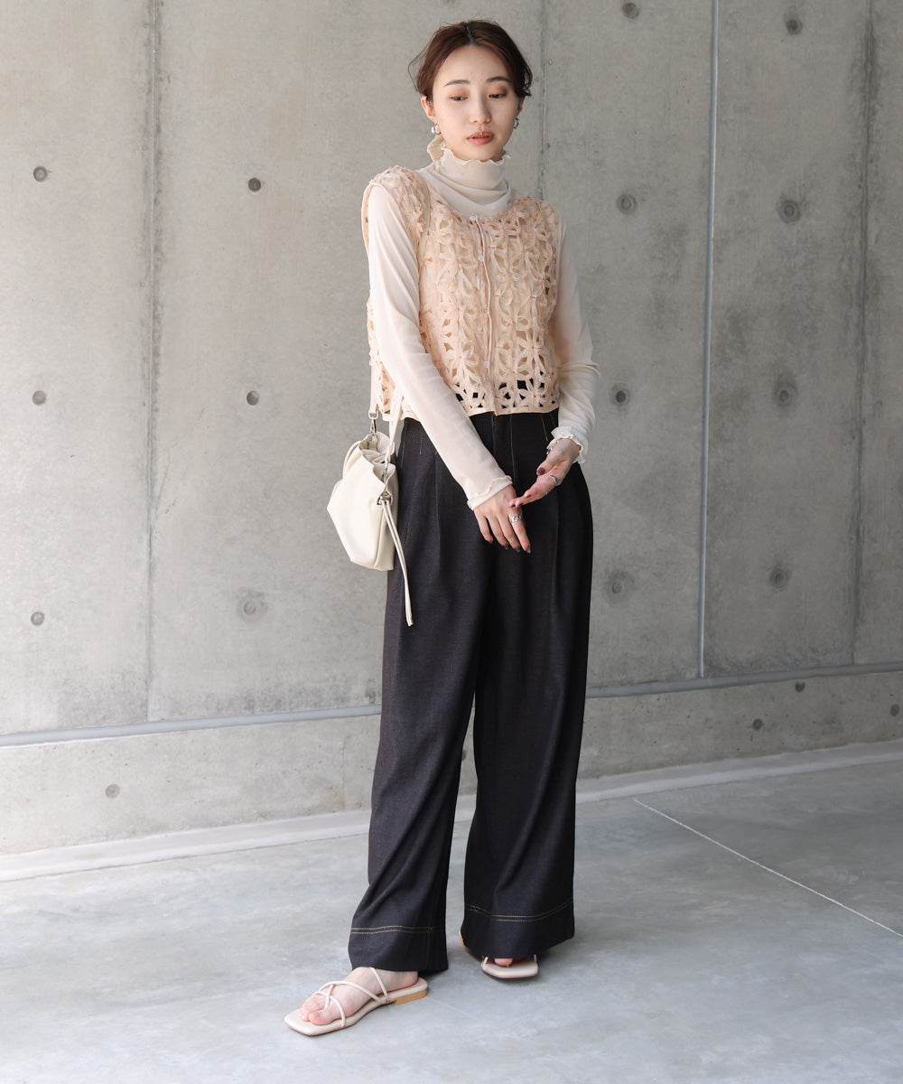 前後2WAYフラワーレースベスト