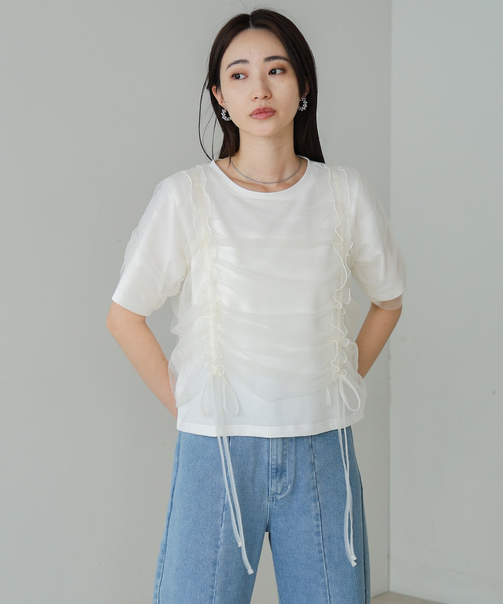 チュールギャザーTシャツ