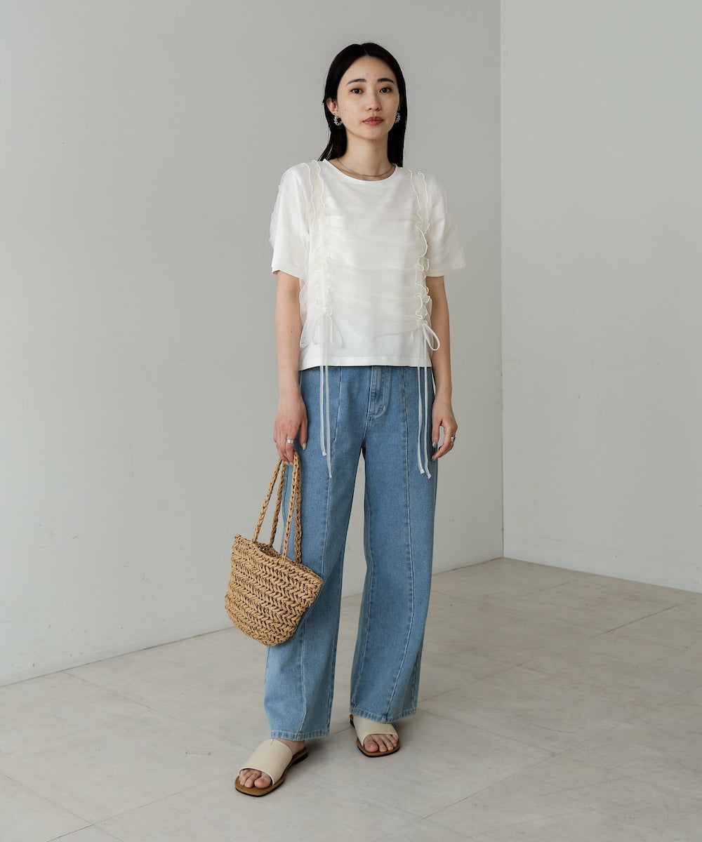 チュールギャザーTシャツ