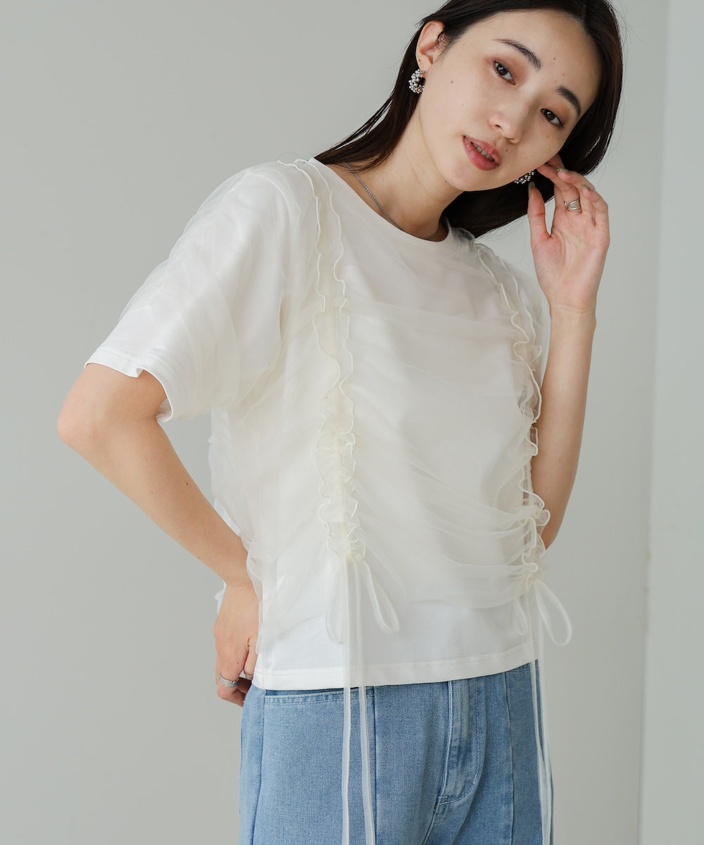 チュールギャザーTシャツ