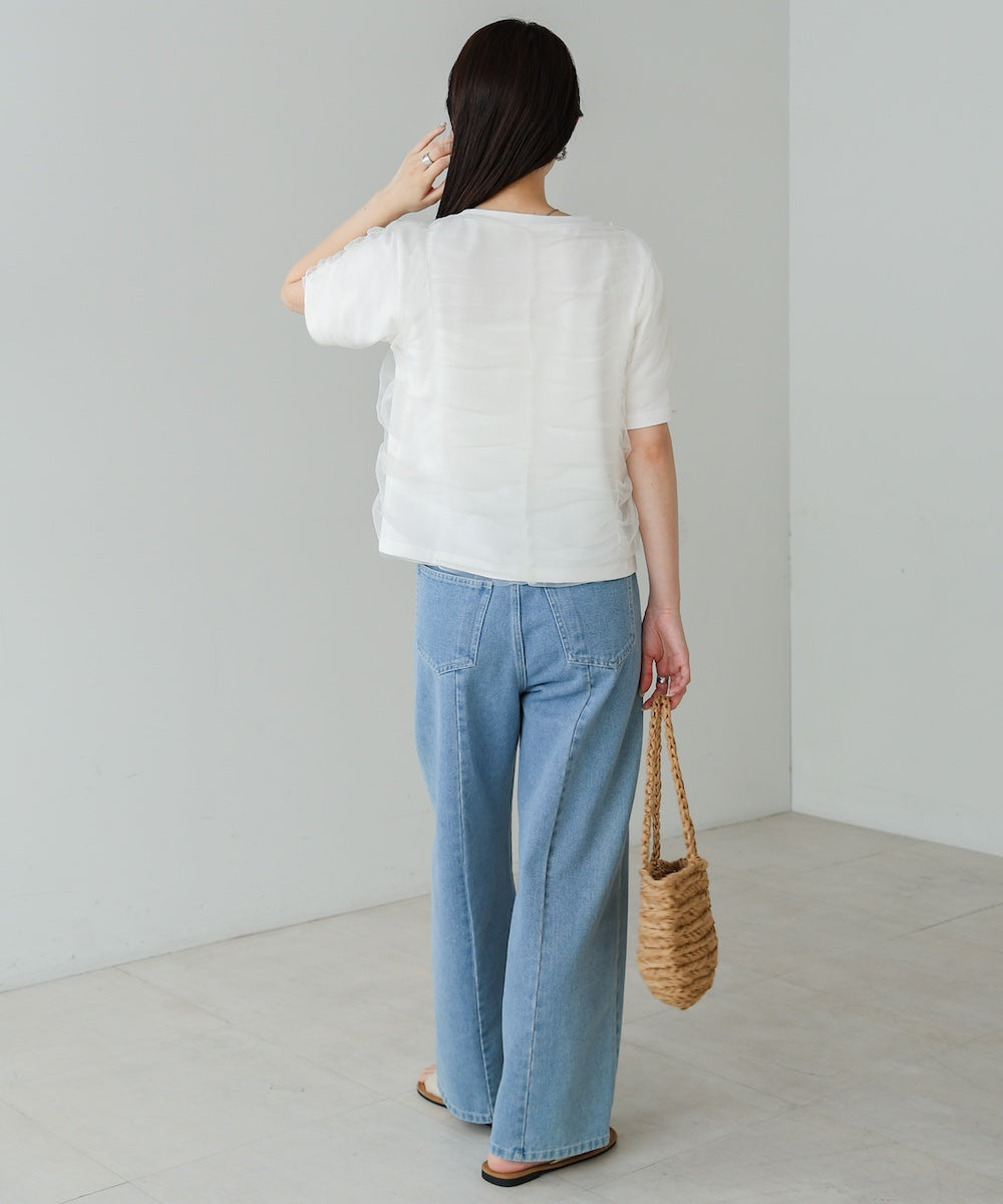 チュールギャザーTシャツ