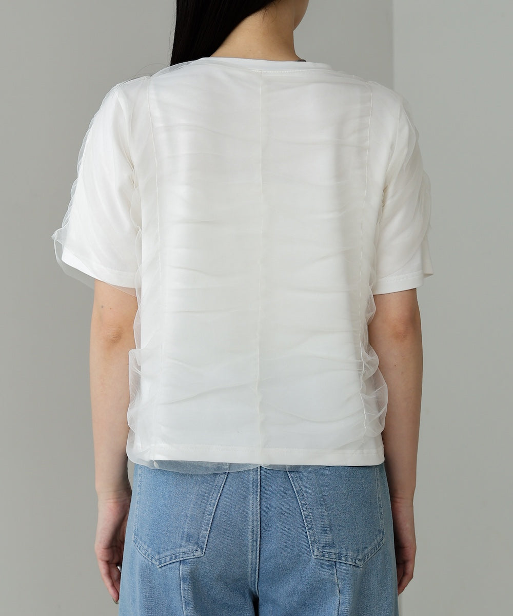 チュールギャザーTシャツ