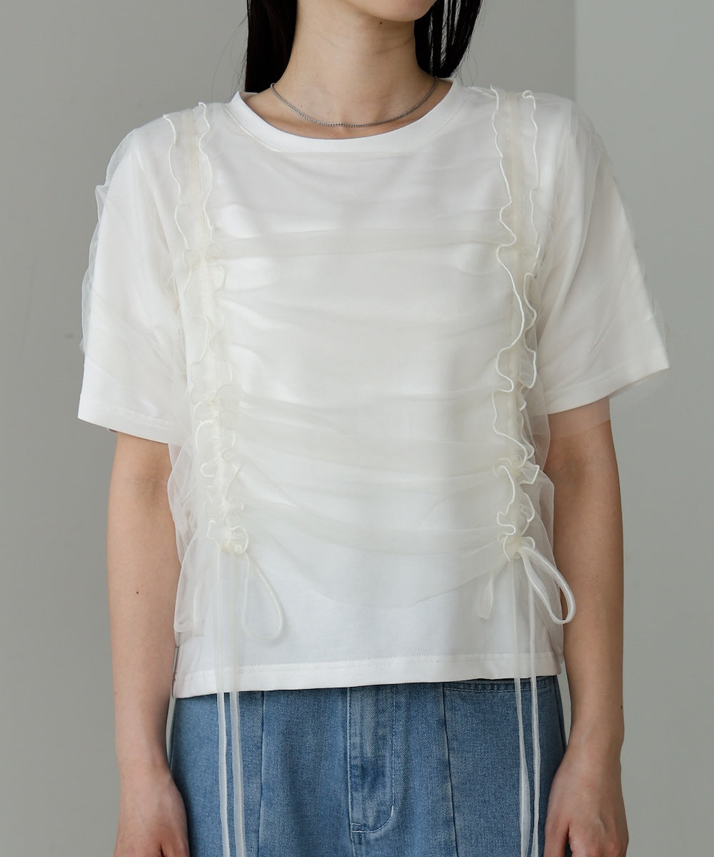 チュールギャザーTシャツ