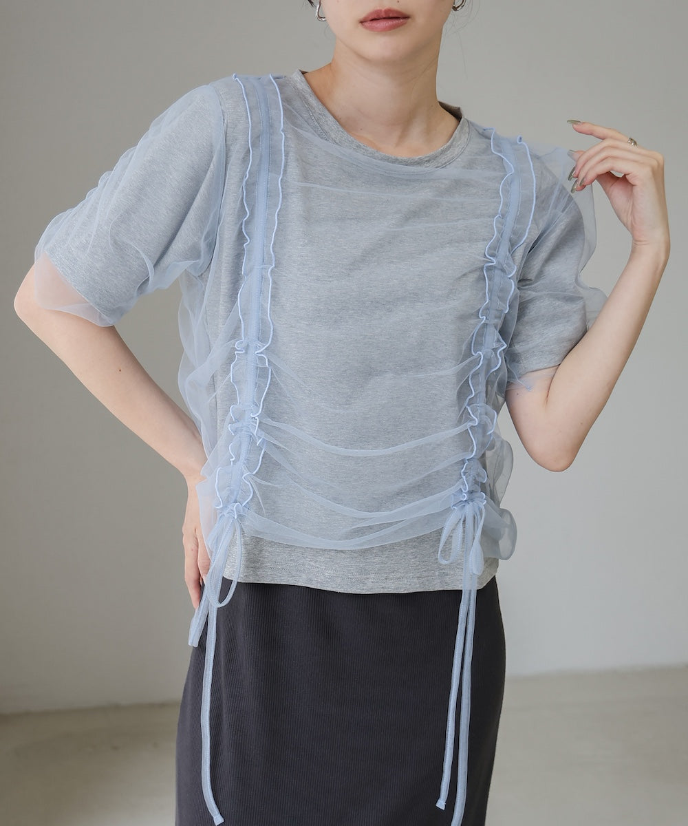 チュールギャザーTシャツ