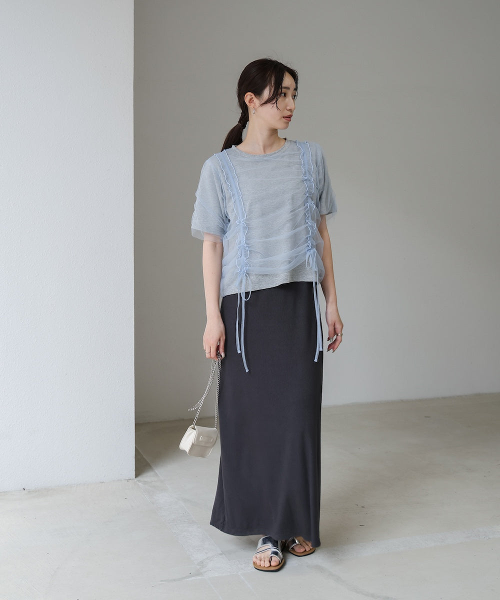 チュールギャザーTシャツ