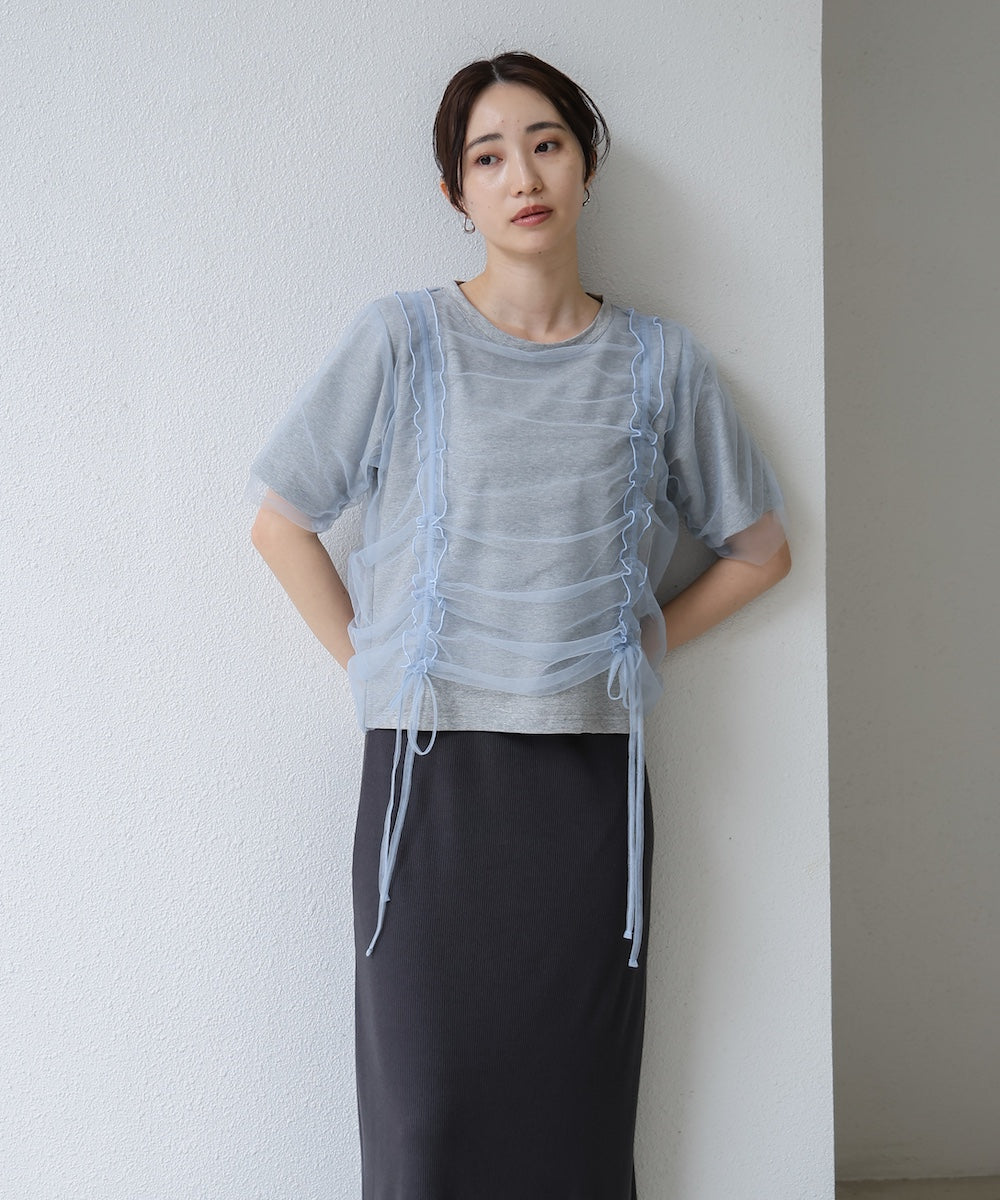 チュールギャザーTシャツ