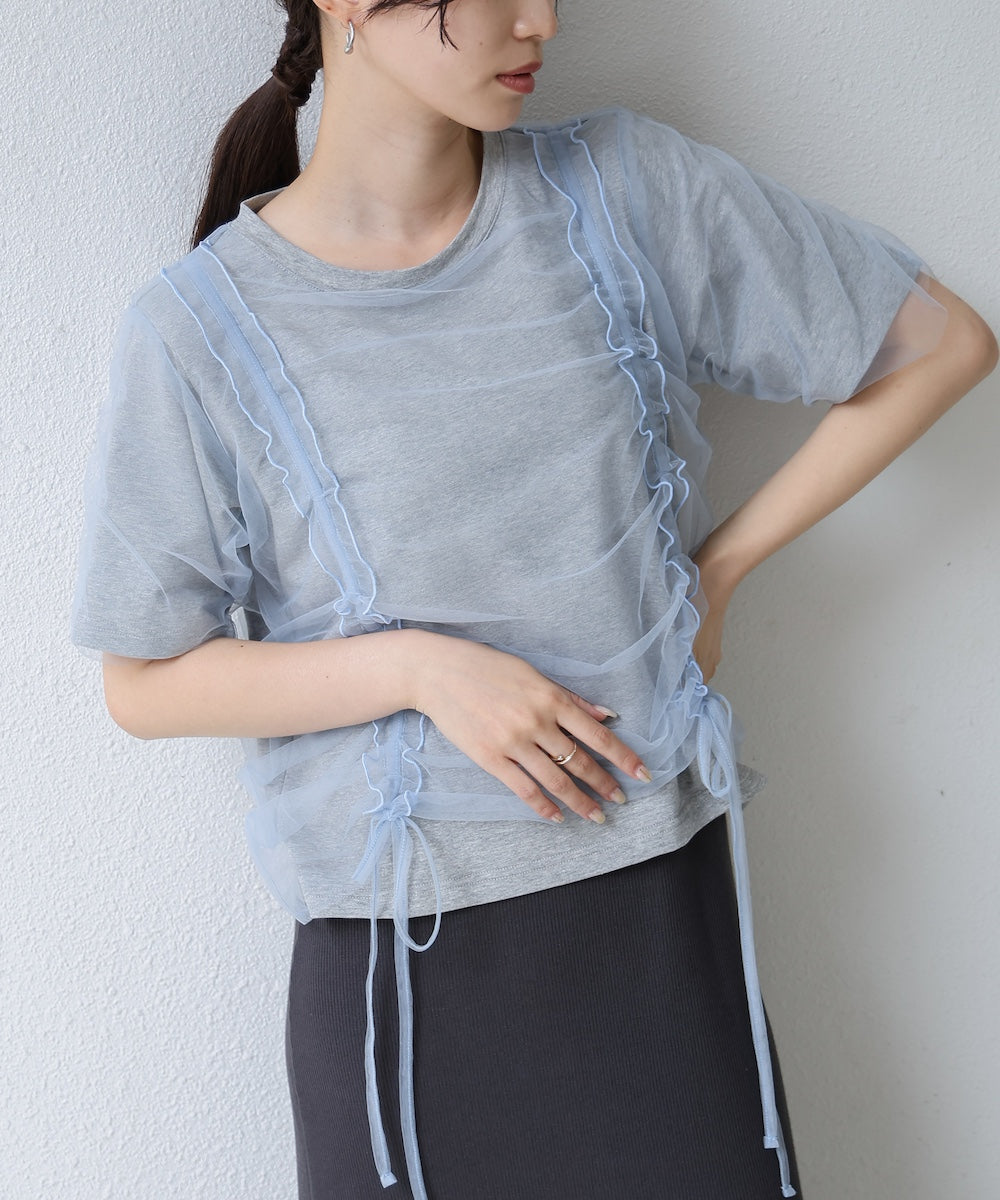 チュールギャザーTシャツ