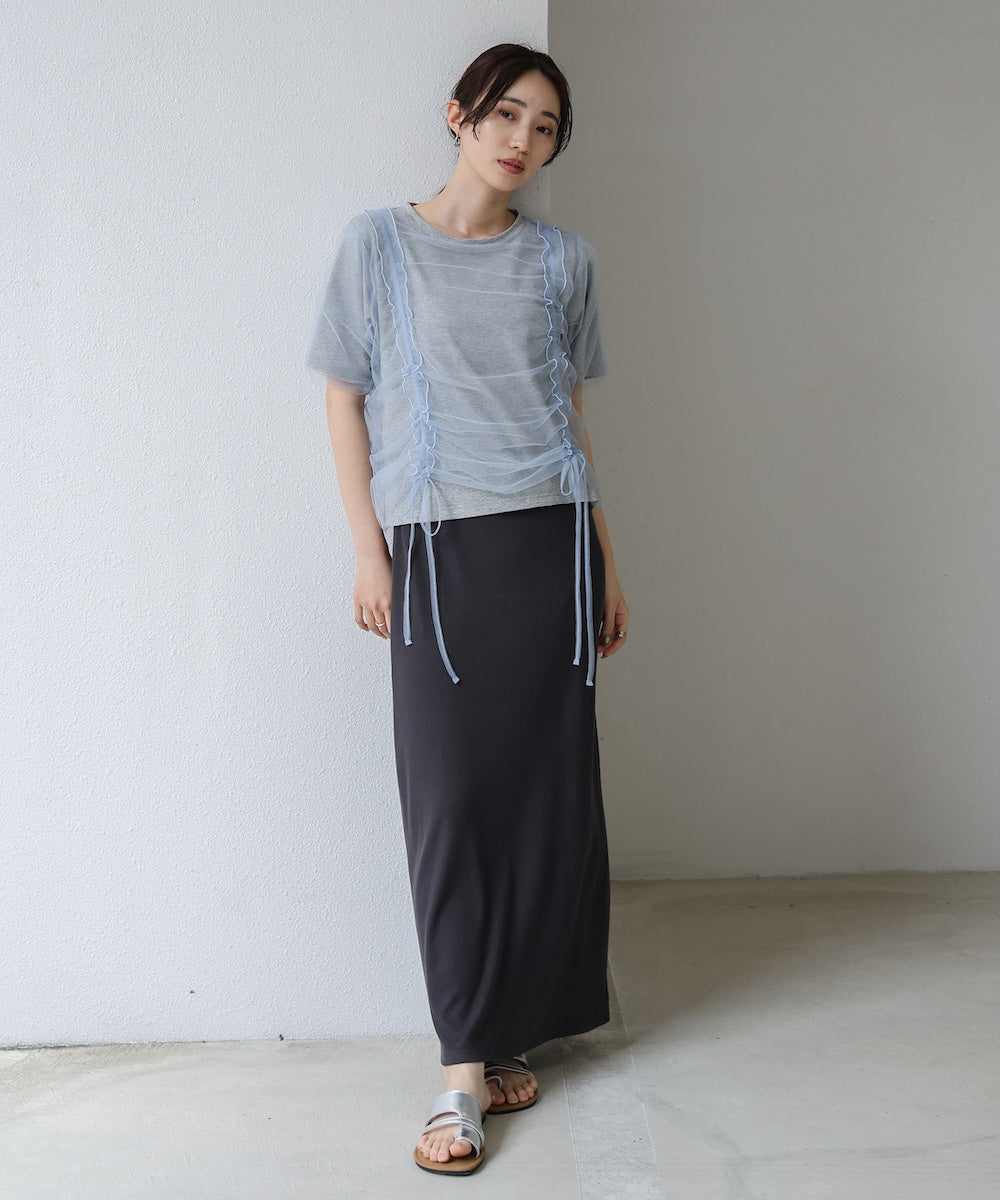 チュールギャザーTシャツ
