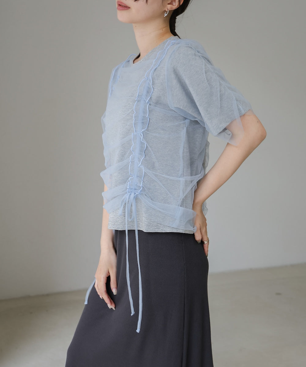 チュールギャザーTシャツ