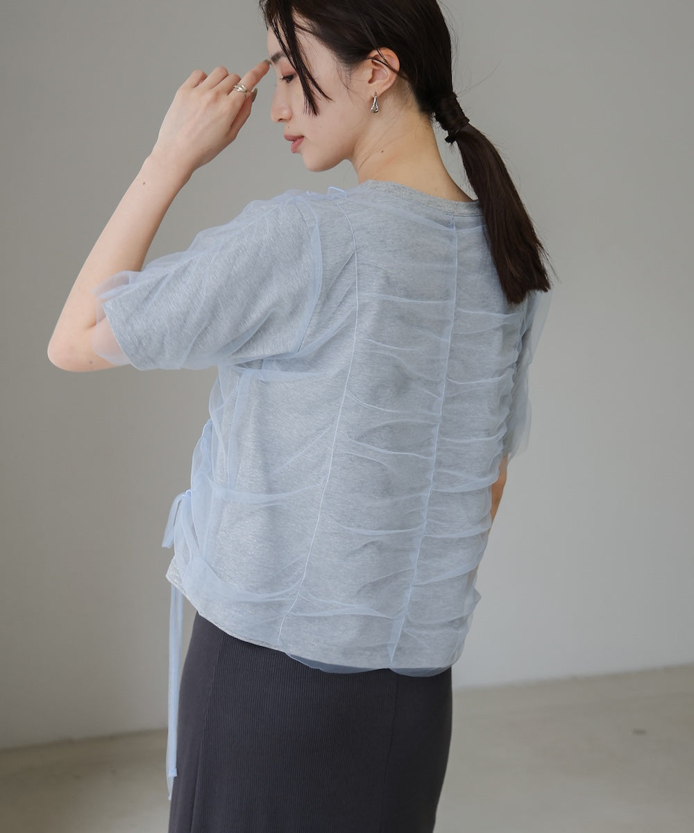 チュールギャザーTシャツ