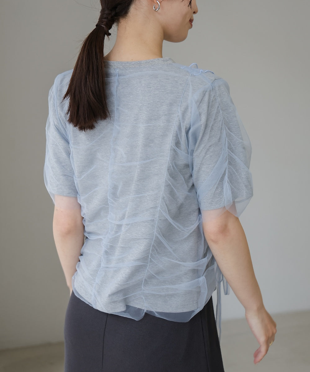 チュールギャザーTシャツ