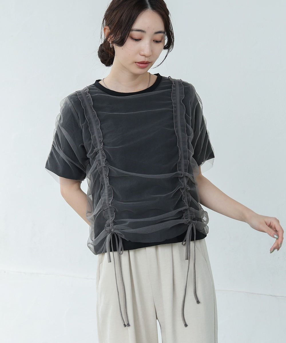 チュールギャザーTシャツ