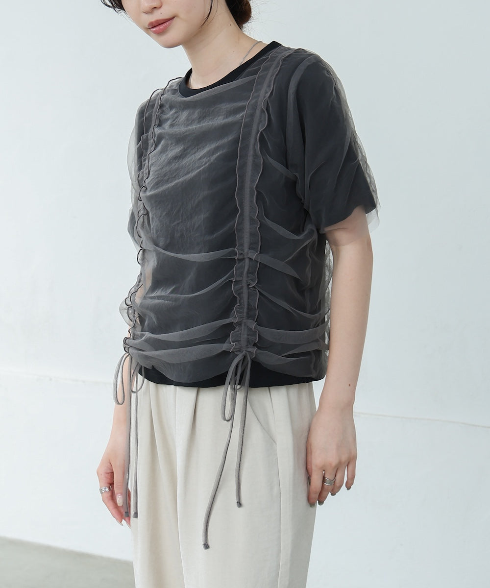 チュールギャザーTシャツ