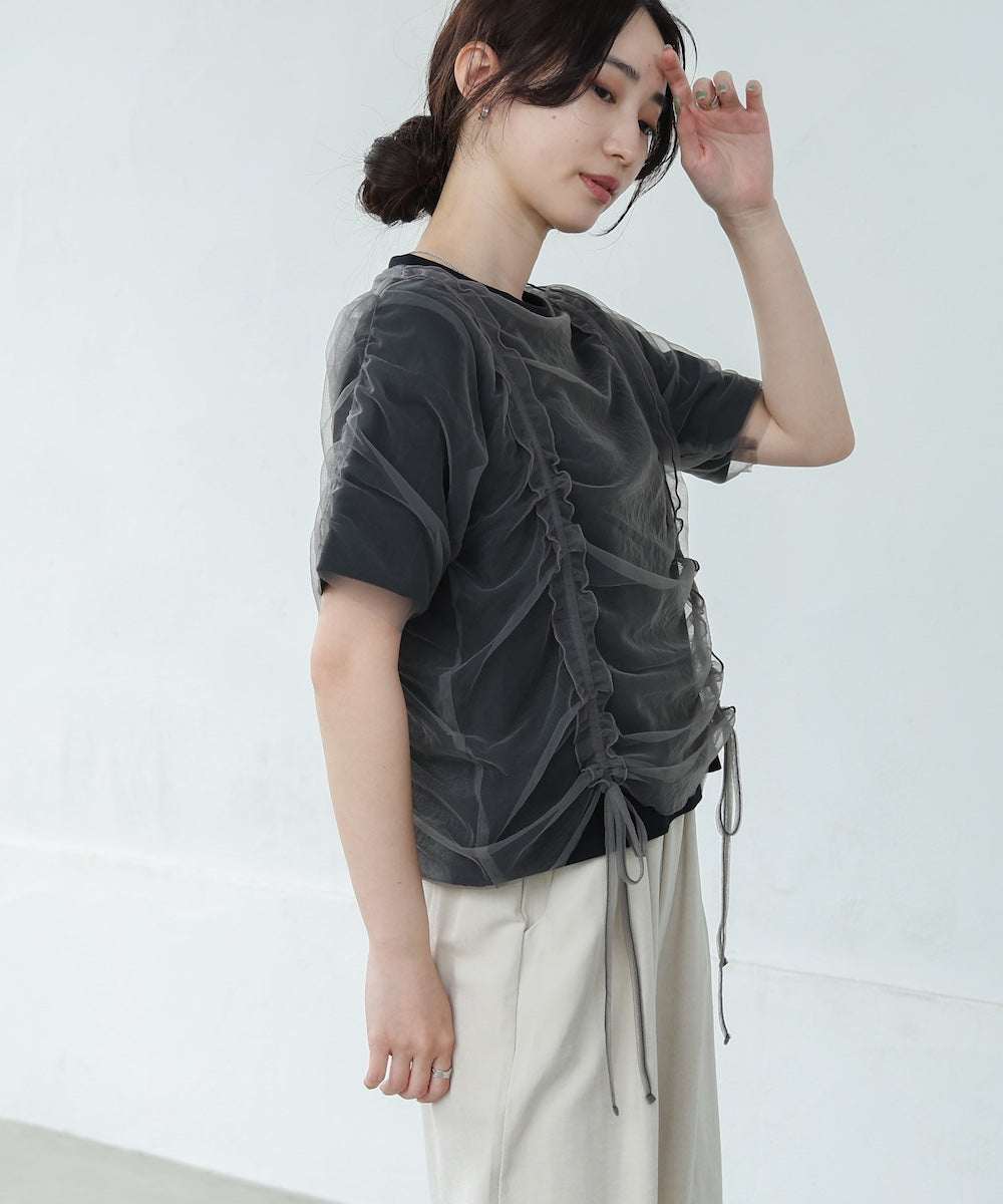 チュールギャザーTシャツ