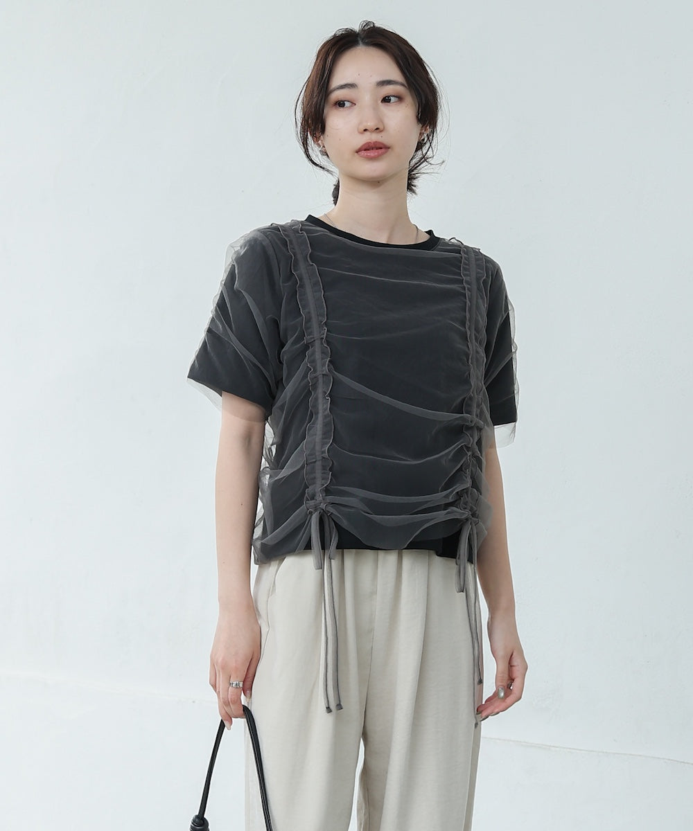 チュールギャザーTシャツ