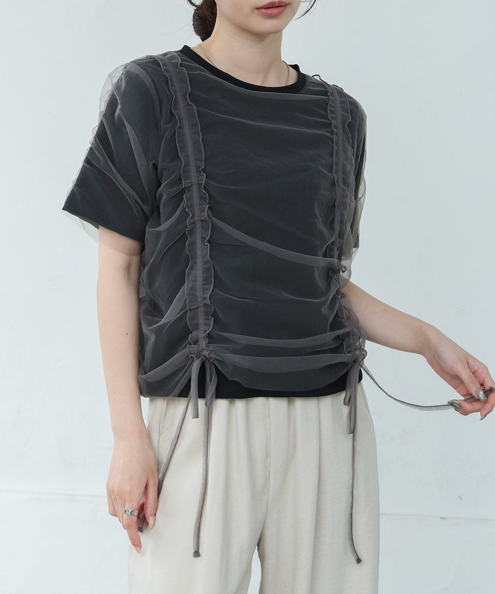 チュールギャザーTシャツ
