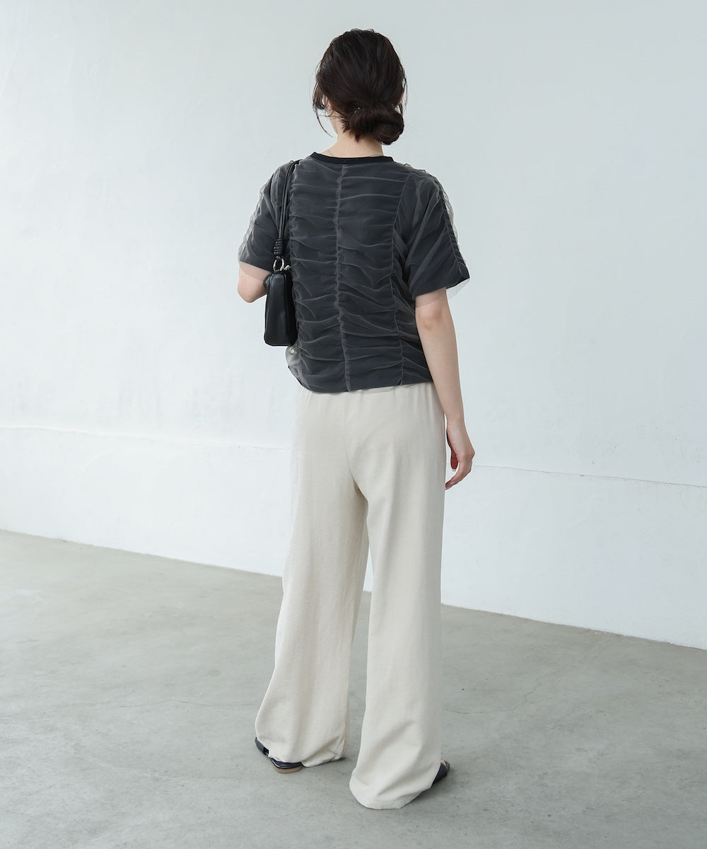 チュールギャザーTシャツ