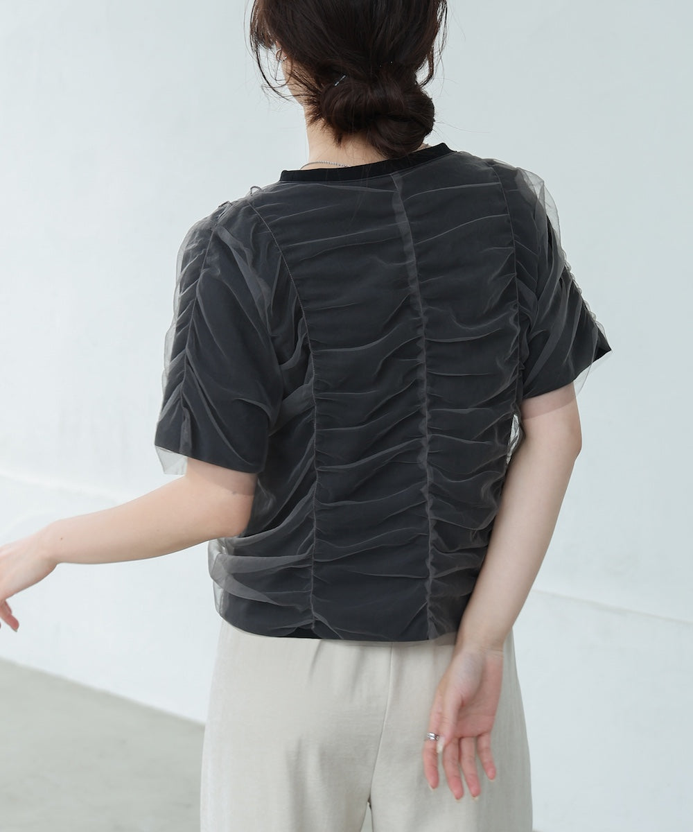 チュールギャザーTシャツ