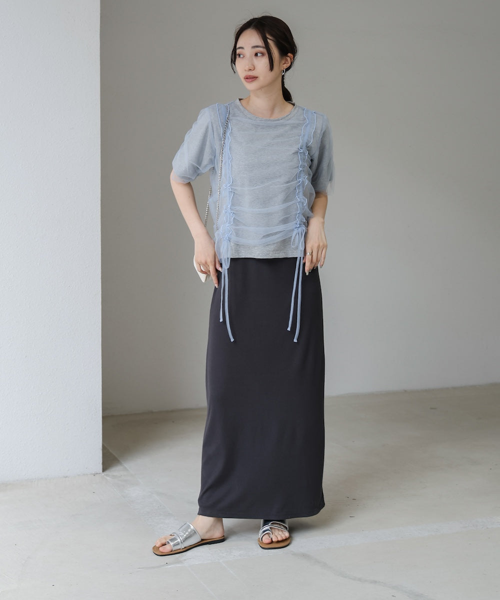 チュールギャザーTシャツ