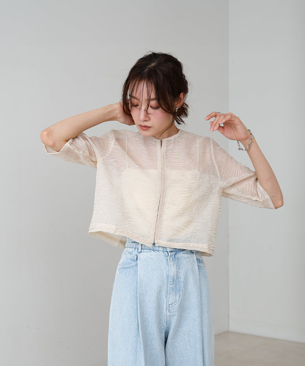 フロントホック刺繍ブラウスジャケット