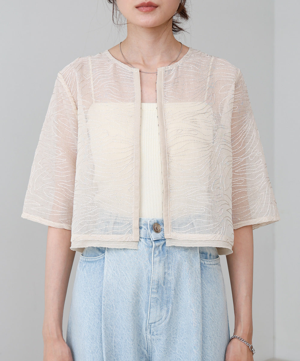 フロントホック刺繍ブラウスジャケット