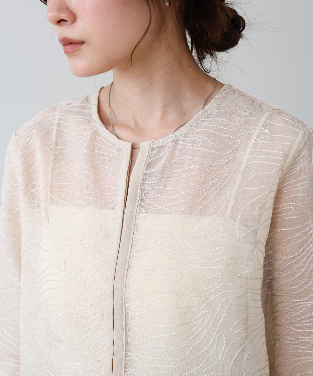 フロントホック刺繍ブラウスジャケット