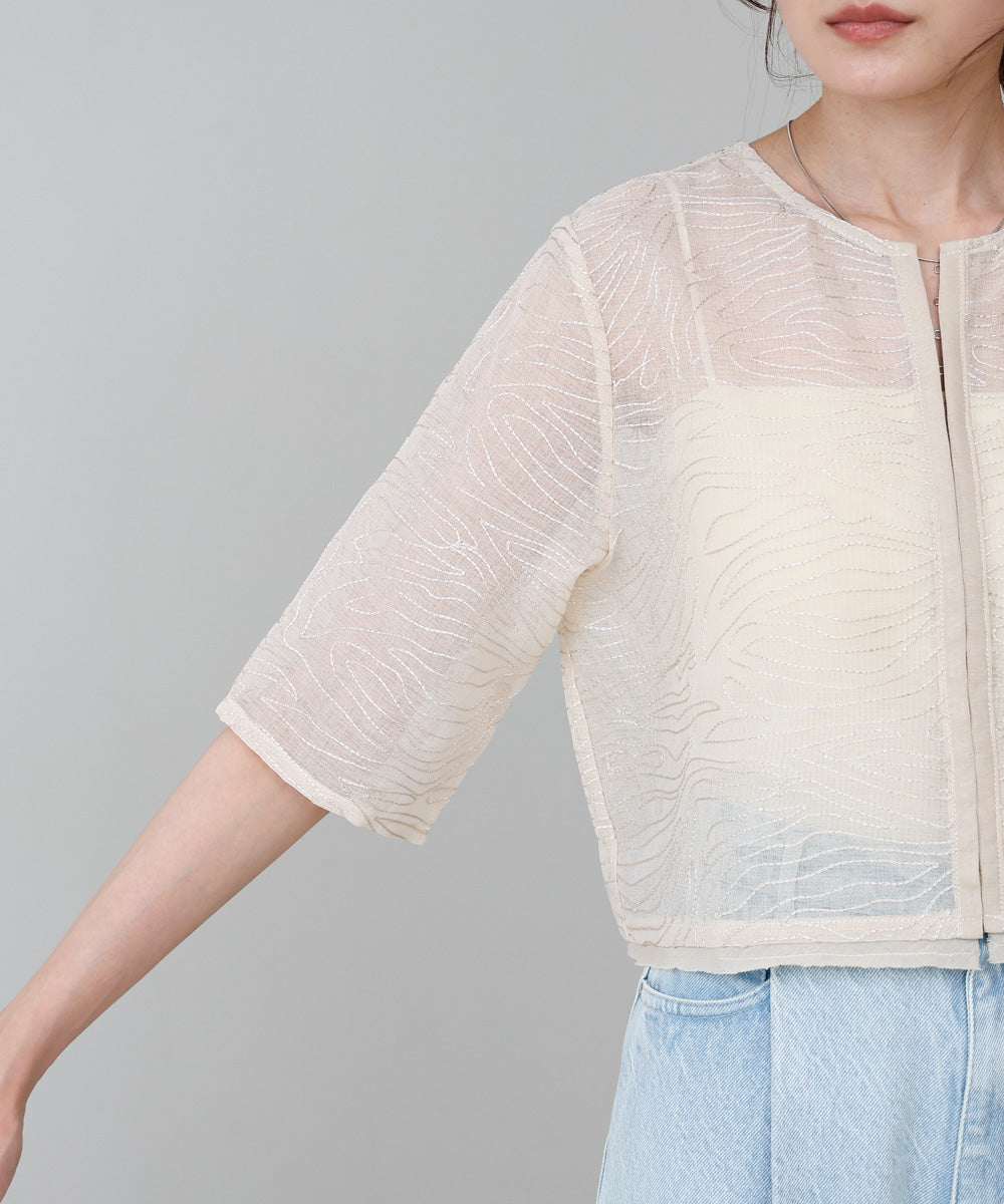 フロントホック刺繍ブラウスジャケット