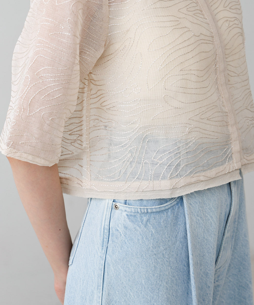 フロントホック刺繍ブラウスジャケット