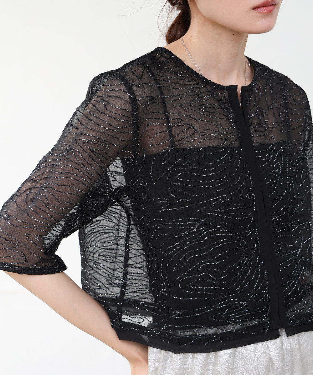 フロントホック刺繍ブラウスジャケット