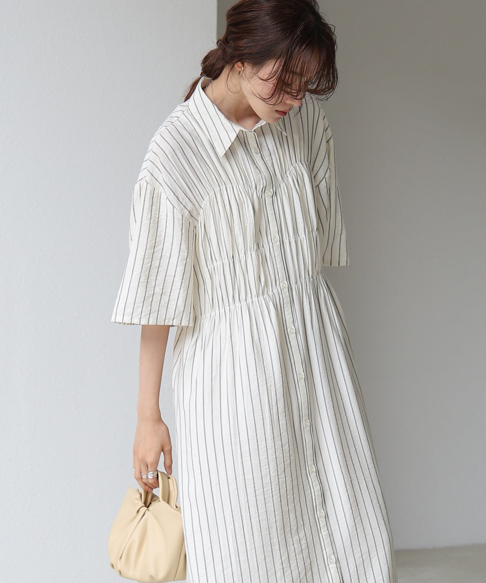 【S・Mサイズ展開】ビスチェ風シャツワンピース