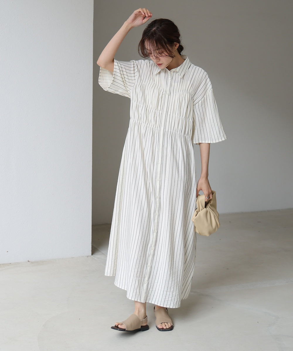 【S・Mサイズ展開】ビスチェ風シャツワンピース