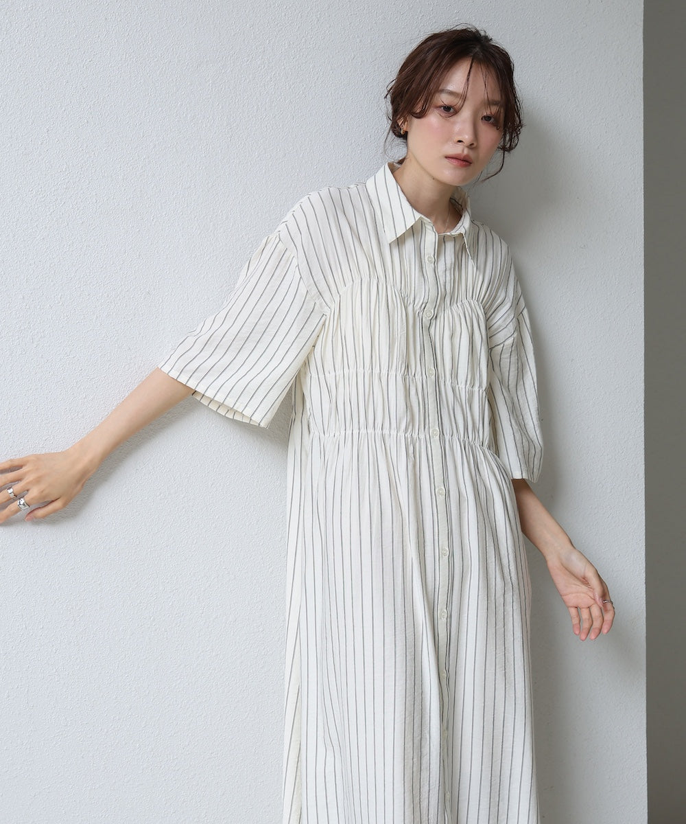 【S・Mサイズ展開】ビスチェ風シャツワンピース