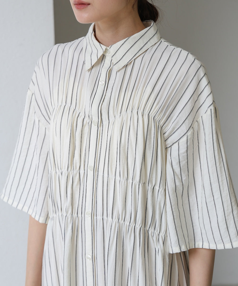 【S・Mサイズ展開】ビスチェ風シャツワンピース