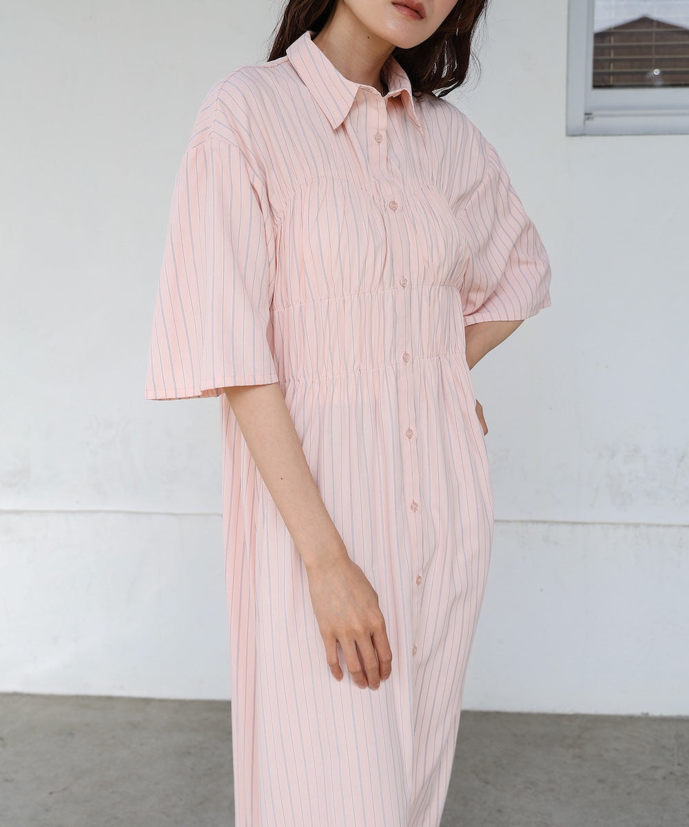 【S・Mサイズ展開】ビスチェ風シャツワンピース